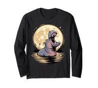Hippo Howling to The Moon Hippopotamus Lover Manche Longue