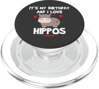 Hippo Lover Its My Birthday and I Love Hippos Hippo Birthday PopSockets PopGrip pour MagSafe