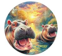Hippo Paradise 1000 Pièces Puzzle Circulaire Puzzle Adulte pour Enfants Puzzle Familial Difficile Impossiblepour Adultes Cadeaux 1000pcs (67.5x67.5cm)