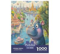 Hippo Puzzle 1000 Pièces Educa Jouet en Bois Jeu D'Intelligence DécoRation Intérieure Jeu Éduchatif Challenge Toy Adultes Et Enfants À Partir De 14 Ans 38x26cm/1000pcs