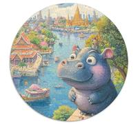 Hippo1000 Pièces Puzzles pour Adultes Et Enfants AnimauxPuzzle Rond, Puzzle Familial, Pression Réduite, Cadeau, Difficile, Impossible1000pcs (67.5x67.5cm)