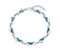 Hippocampe Bleu En Opale Créée Bracelet Pour Femmes En Argent Sterling