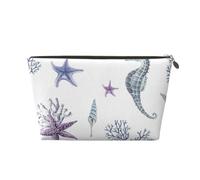Hippocampe Corail Étoile De Mer Mer Été, Trousse de Maquillage Trousse à cosmétiques Trousse de Toilette de Voyage Portable Pochette de Toilette