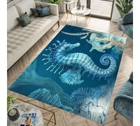 Hippocampe des Animaux Imprimé 3D Super Doux Flanelle Tapis Antidérapant Salon Chambre Tapis Fille Chambre 160 X 230 Cm - Polyester Doux Au Toucher Facile avec Support en Caoutchouc -560757911936