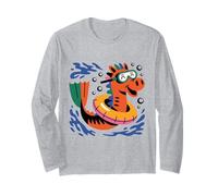 Hippocampe Drôle avec Bouée et Lunettes de Plongée Manche Longue
