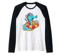 Hippocampe Drôle avec Bouée et Lunettes de Plongée Manche Raglan