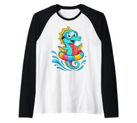 Hippocampe Drôle avec Bouée et Lunettes de Plongée Manche Raglan