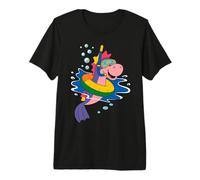 Hippocampe Drôle avec Bouée et Lunettes de Plongée T-Shirt Haut de Gamme