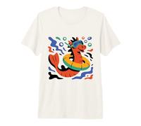 Hippocampe Drôle avec Bouée et Lunettes de Plongée T-Shirt Haut de Gamme