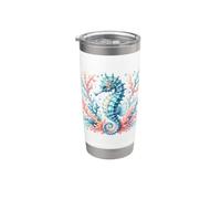 Hippocampe entouré de corail Gobelet isotherme en acier inoxydable double paroi