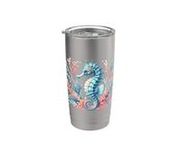 Hippocampe entouré de corail Gobelet isotherme en acier inoxydable double paroi