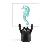 Hippocampe Marine Life Blue Pattern Memo Holder Cartoon Black Cat Stand Decoration