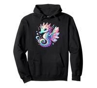 Hippocampe mignon Kawaii Chibi Anime Fun Bleu Rose Critter de mer Sweat à Capuche