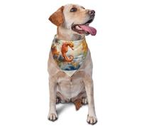 Hippocampe sous le cocotier imprimé graphique triangle écharpe pour chiens et chats, bandana mignon réglable pour animaux de compagnie et séances photo