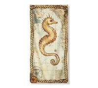 Hippocampes - Couverture de porte vintage - Carte nautique avec cadre en corde - Décoration côtière pour événements d'été - 91,4 x 183 cm