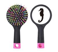 Hippocampus Marine Life Black Pattern Salon Brosse à cheveux démêlante Base coussin