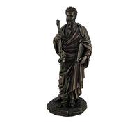 Hippocrates Greek Father of Medicine Holding Book & Staff Bronze Finish Statue