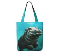 Hippopotame drôle,Sacs d'épicerie réutilisables, sacs fourre-tout de grande capacité, sac à bandoulière en toile