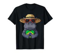 Hippopotame du Brésil Rhino Cœur Racines brésiliennes Fierté brésilienne T-Shirt