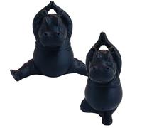Hippopotame en résine - Figurine Animale de Dessin animé, Statue d'hippoportage Fait à la Main | Creative Yoga Figure, Sculpture drôle d', Mini Pose Collectible & De