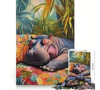Hippopotame endormi Puzzle de 1000 pièces pour Adultes Cadeau Stimulant la logique et l'habileté Jeu Anti-Stress Découpe précise Liste de souhaits du Père Noël 50x75cm