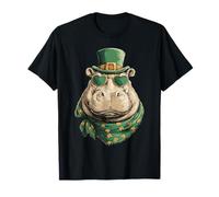 Hippopotame Irlandais avec Lunettes de Soleil Trèfle Jour de la Saint-Patrick T-Shirt