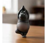 Hippopotame Maître de Yoga Clumsy, le Yogi adorablement imparfait, statue d'hippopotame pour jardin féérique, maison, bureau, patio, terrasse, porche, cour, décoration de bureau