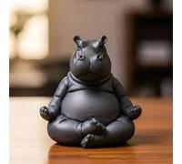 Hippopotame Maître de Yoga Clumsy, le Yogi adorablement imparfait, statue d'hippopotame pour jardin féérique, maison, bureau, patio, terrasse, porche, cour, décoration de bureau
