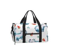 Hippopotame Mignon à l'aquarelle et pastèque,Sac de Sport bandoulière à Main, Sac de Voyage Grande capacité pour Femmes et Hommes
