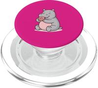 Hippopotame Mignon Mangeant Un Beignet Kawaii Food Art PopSockets PopGrip pour MagSafe