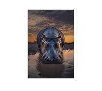 Hippopotame Tableau DécoSourisif Imprimé Sur Toile Street Art Graffiti Toile Peinture Mur Art Affiches Et Impressions InspiSourision Oeuvre Photo Pour Salon Décor Cadeau De Noël 08x12inch(20x30cm)