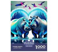 Hippopotames 1000 Pièces Animaux Sauvages Puzzle en Papier Matériaux Recyclés Décoration Moderne Adultes Et Adolescents Dès 14 Ans 70x50cm/1000pcs