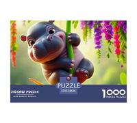 Hippopotames 1000 Pièces Puzzle Animaux pour Adultes, Défi Jouets, Cadeau d'anniversaire, Jeu Éducatif, Qualité Premium 38x26cm/1000pcs