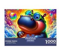 Hippopotames 1000 Pièces Puzzle Animaux pour Adultes, Défi Jouets, Cadeau, Jouet pour Enfant, Jeux Éducatif, Qualité Premium 38x26cm/1000pcs
