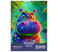 Hippopotames 1000 Pièces Puzzle Animaux pour Adultes Enfants, Défi Jouets, Cadeau, Stimulant, Jeu Éducatif, Qualité Premium 70x50cm/1000pcs