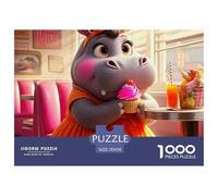 Hippopotames 1000 Pièces Puzzle Animaux pour Adultes Enfants, Défi Jouets, Cadeau, Stimulant, Jeux Éducatif, Qualité Premium 70x50cm/1000pcs
