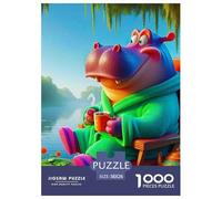 Hippopotames 1000 Pièces Puzzle Animaux pour Adultes Enfants, Parfait pour Les Amateurs De Puzzles, Cadeau, Jouet pour Enfant, Jeu Éducatif, Qualité Premium 38x26cm/1000pcs