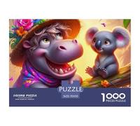 Hippopotames 1000 Pièces Puzzle Animaux pour Adultes Enfants, Parfait pour Les Amateurs De Puzzles, Cadeau, Jouet pour Enfant, Jeux Éducatif, Qualité Premium 70x50cm/1000pcs