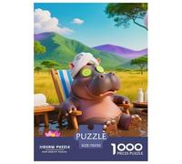 Hippopotames 1000 Pièces Puzzle Animaux pour Adultes Enfants, Parfait pour Les Amateurs De Puzzles, Cadeau, Stimulant, Jeux Éducatif, Qualité Premium 70x50cm/1000pcs