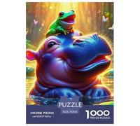 Hippopotames 1000 Pièces Puzzle Animaux pour Adultes, Parfait pour Les Amateurs De Puzzles, Cadeau d'anniversaire, Jeu Éducatif, Qualité Premium 70x50cm/1000pcs