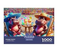 Hippopotames 1000 Pièces Puzzle Animaux pour Enfants À Partir De 14 Ans, Défi Jouets, Cadeau, Stimulant, Jeu Éducatif, Qualité Premium 70x50cm/1000pcs