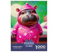 Hippopotames 1000 Pièces Puzzle Animaux pour Enfants À Partir De 14 Ans, Parfait pour Les Amateurs De Puzzles, Cadeau, Stimulant, Jeu Éducatif, Qualité Premium 38x26cm/1000pcs