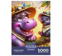 Hippopotames 1000 Pièces Puzzle Animaux pour Enfants À Partir De 14 Ans, Parfait pour Les Amateurs De Puzzles, Cadeau, Stimulant, Jeu Éducatif, Qualité Premium 70x50cm/1000pcs