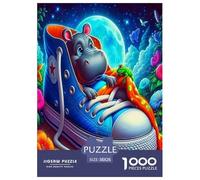 Hippopotames 1000 Pièces Puzzle Défi Jouet Jeu Impossible Décoration D'intérieur Adultes Et Enfants À Partir Art Mural Cadeau 38x26cm/1000pcs