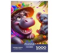 Hippopotames 1000 Pièces Puzzles Animaux pour Adultes, Défi Jouets, Cadeau d'anniversaire, Jeu Éducatif, Qualité Premium 38x26cm/1000pcs