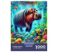 Hippopotames1000 Pièces PuzzlePièces Faune Sauvage pour Adultes Jeu D'Intelligence Parfaitpourla Détente Créativité Et CommeCadeau70x50cm/1000pcs