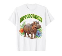 Hippopotamus Groovy Hippopotame Floral Aquarelle Hippopotame Boho Hippopotame T-Shirt