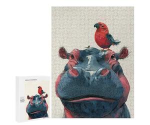 Hippopotamus with Birds on Head Puzzle 1000 Pièces Educa Jouet en Bois Cadeau Unique Décoration Intérieure Jeu Éducatif Challenge Toy Adultes Et Enfants À Partir De 14 Ans 500 PCS
