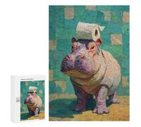 Hippos in The Bathroom-3 Puzzle 1000 Pièces Educa Jouet en Bois Cadeau Unique Décoration Intérieure Jeu Éducatif Challenge Toy Adultes Et Enfants À Partir De 14 Ans 300 PCS