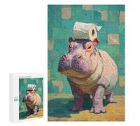 Hippos in The Bathroom-3 Puzzle 1000 Pièces Educa Jouet en Bois Cadeau Unique Décoration Intérieure Jeu Éducatif Challenge Toy Adultes Et Enfants À Partir De 14 Ans 1000 PCS